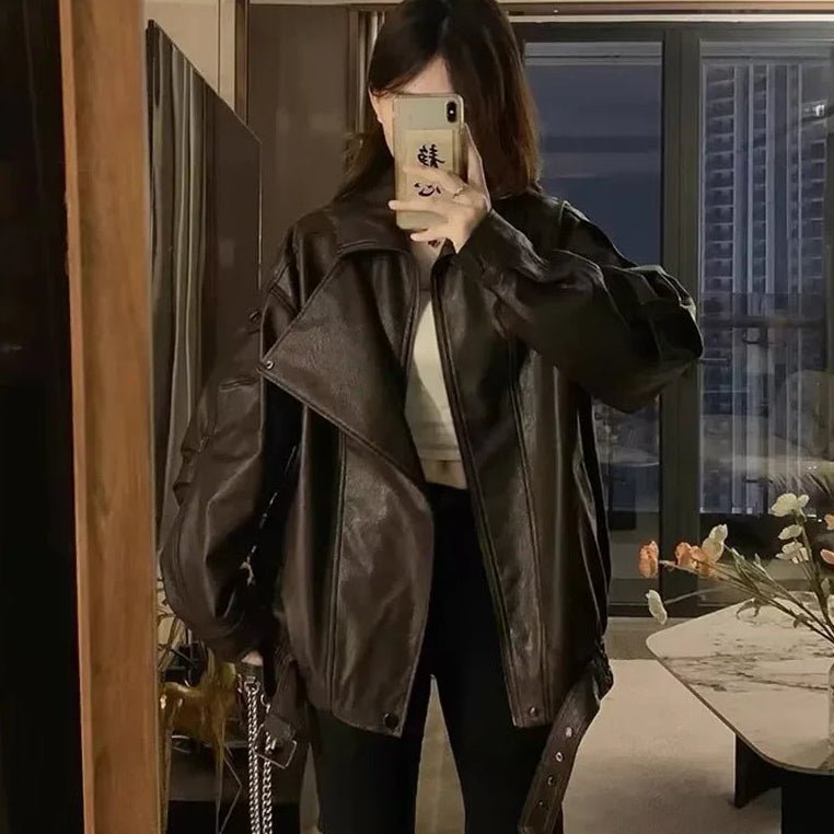 SOERA Denise Belted Leather Jacket - Jackets -  Burgundy S