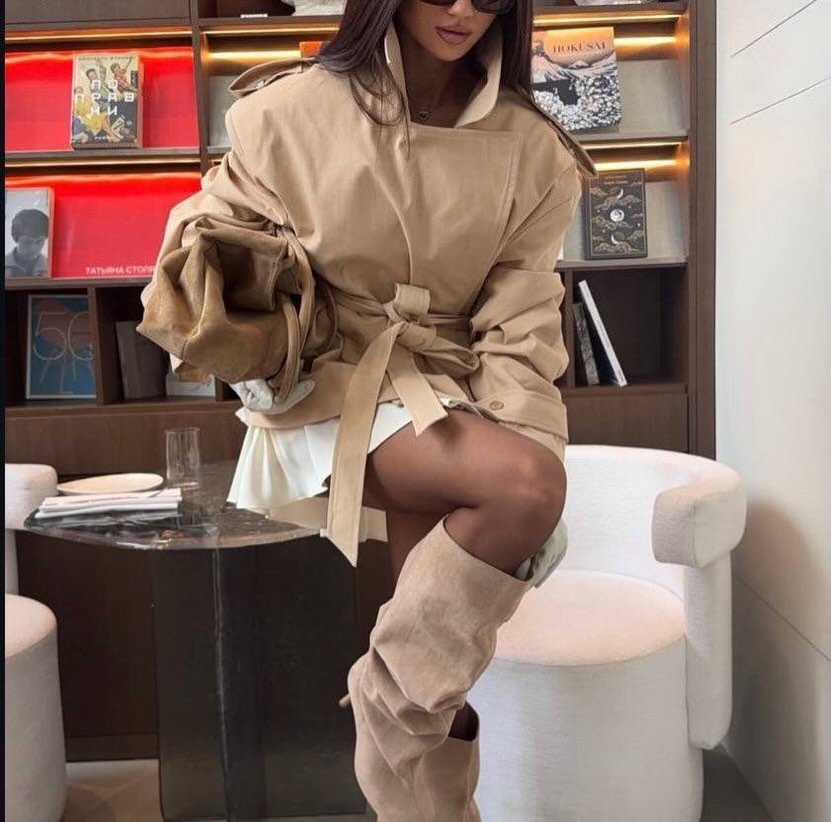 SOERA Dorothy Lace Up Short Trench Coat - Jackets - 1005011800038387-;dE1774869391306817890 Khaki L