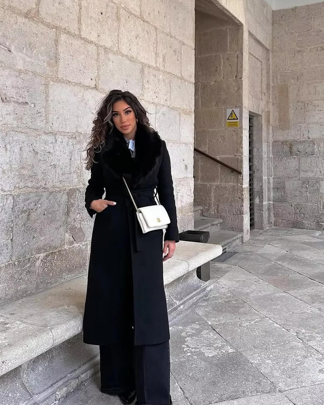 SOERA Flora Faux Fur Collar Maxi Coat - Jackets - 1005008156822535-;Ya1764102180811041618 Black M