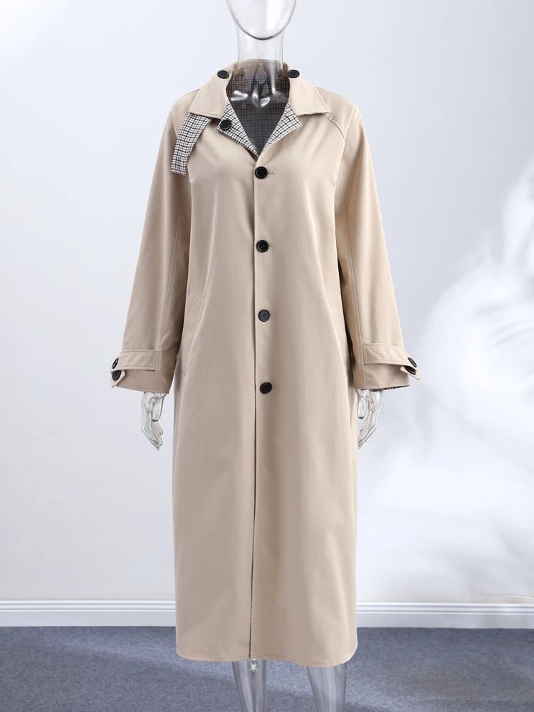 SOERA Florence Reversible Plaid Long Coat - Jackets - 1005011739912982-;QF1775445300150818419 L