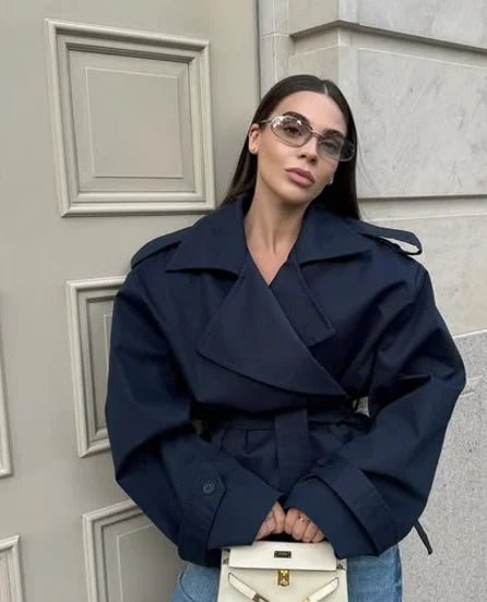 SOERA Hailey Crop Trench Coat - Jackets -  Navy S