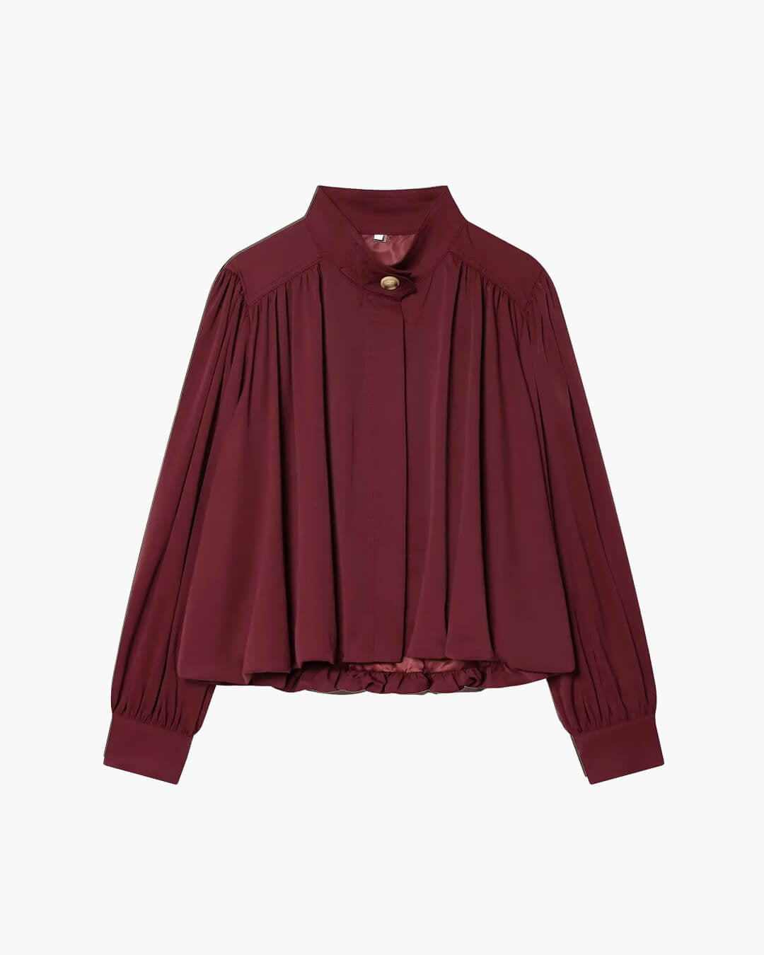 SOERA Hilda High Neck Pleated Jacket - Jackets - 1005010367787446-;KX1774012028038061240 Burgundy S