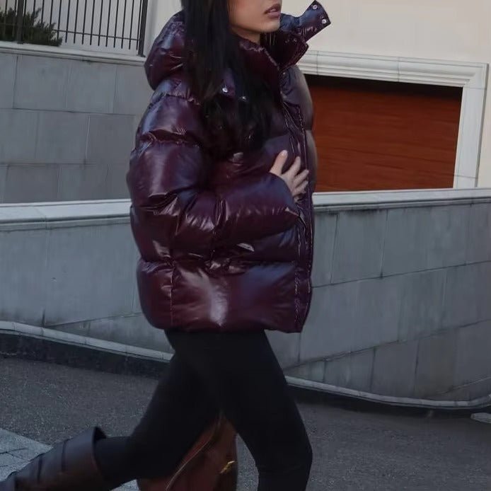 SOERA Judy Crop Puffer Jacket - Jackets -  Burgundy S