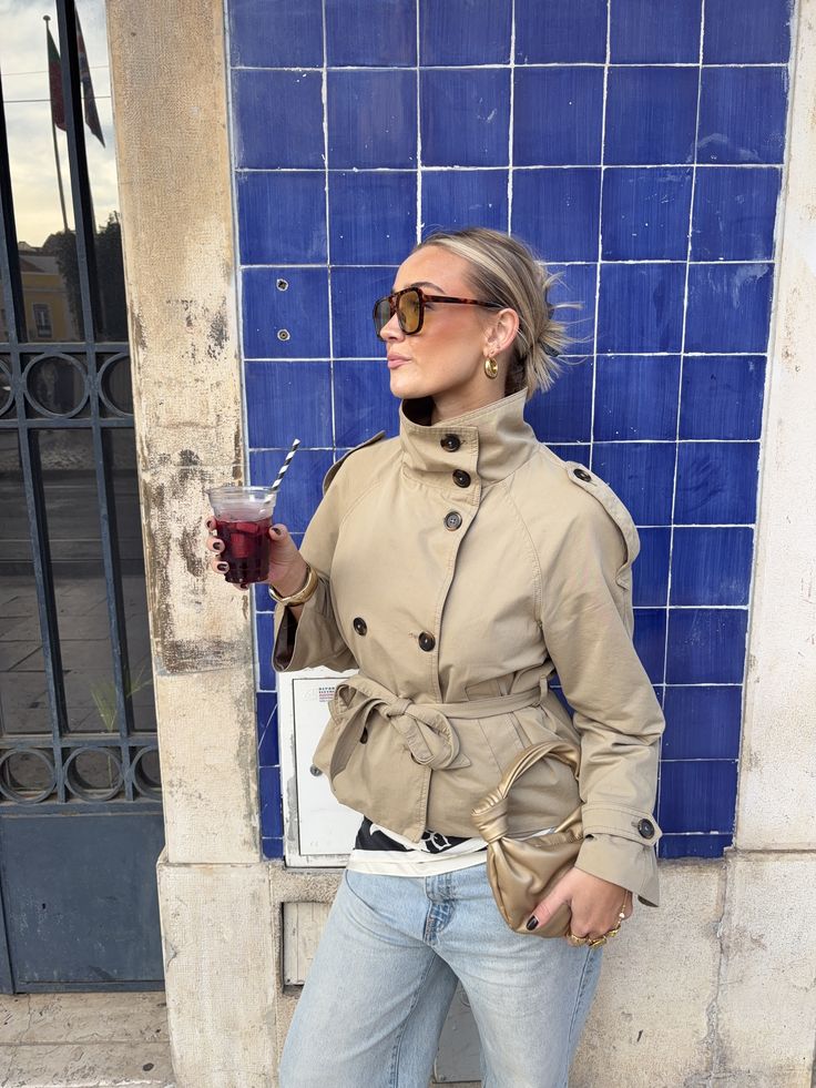 SOERA Kara Stand Collar Crop Trenchcoat - Jackets - 1005009693239722-;od1771494648620855451 Beige M