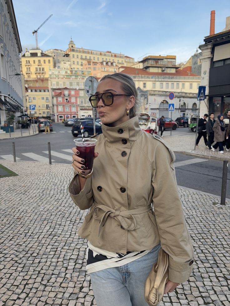 SOERA Kara Stand Collar Crop Trenchcoat - Jackets - 1005009693239722-;yZ1771494648622399286 Beige L