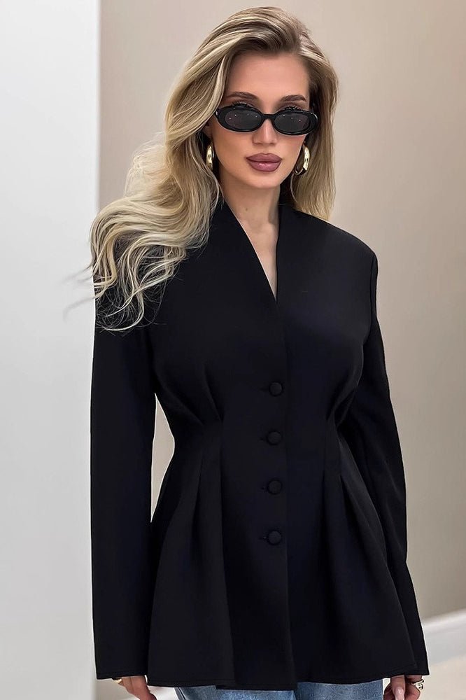 SOERA Margarita Pleated Blazer - Jackets - Oc1770276357227182562 Black L