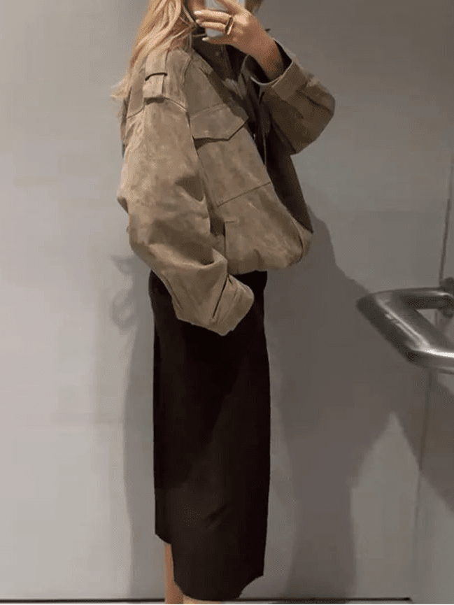 SOERA Marianne High Neck Suede Pocket Jacket - Jackets - 1005008551331900-;Ud1775552729665893033 Light Brown M