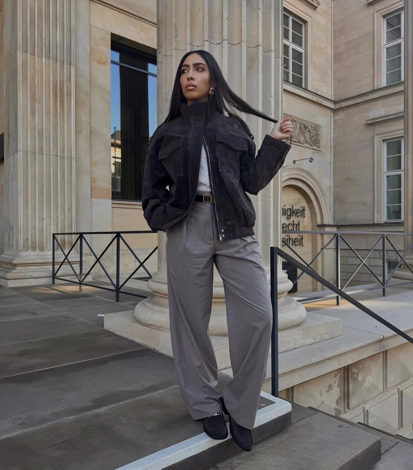 SOERA Marianne High Neck Suede Pocket Jacket - Jackets - 1005008551331900-;yQ1775552729666534774 Dark Gray XS