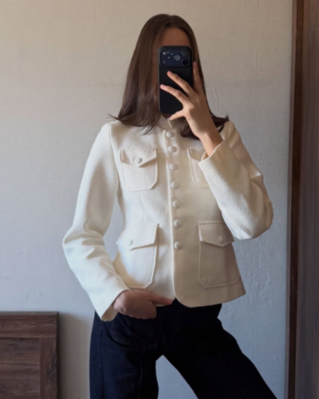 SOERA Ophelia Button Front Pocket Blazer - Jackets - 1005011568741680-;Eo1775244634482489492 White M