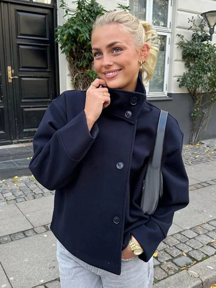 SOERA Rosalia elegant Jacket with Stand Collar - jackets - SOERA-Rosalia-Elegant-Lady-Womens-Jacket-with-Stand-Collar-for-Autumn-Style-Jacket-NavyBlue/M Navy Blue M