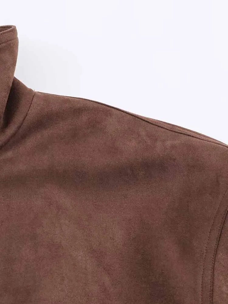 SOERA Viona Stand Collar Suede Jacket - Jackets - 1005009907084400-;Ci1764887227733127693 Brown XS