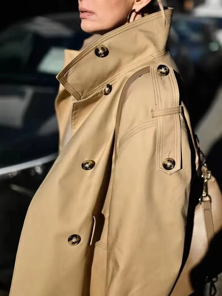 SOERA Vivienne Stand Collar Cropped Trench Coat - Jackets - 1005008964010132-;Vw1774012026581648389 Khaki M