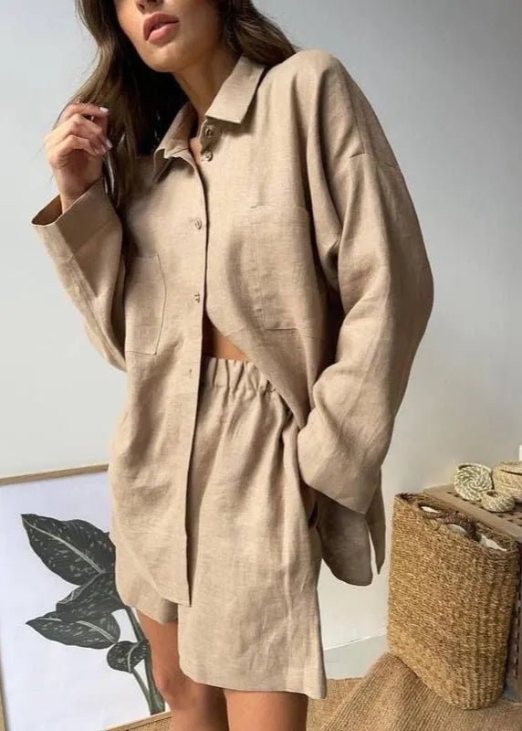 SOERA Beatrice Relaxed Linen Co-Ord Set - Matching Sets -  Brown M
