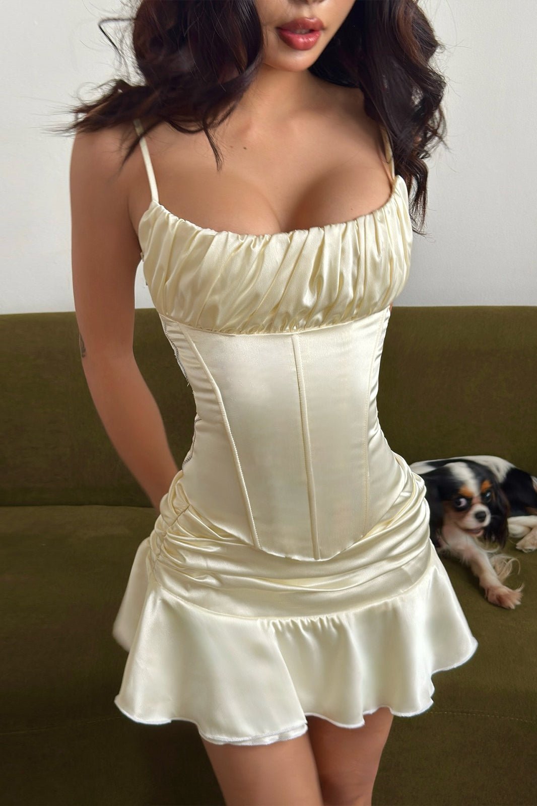 SOERA Bianca Backless Cami Ruffle Skirt Set - Matching Sets -  Beige S