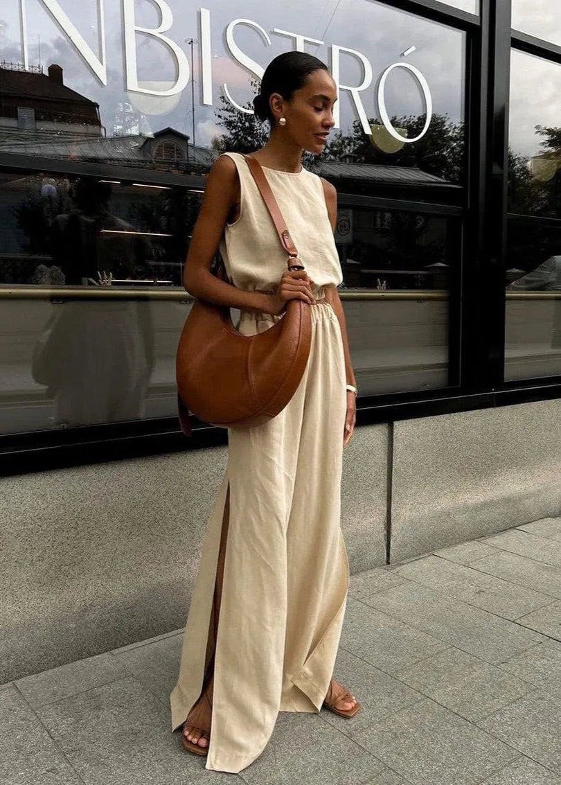 SOERA Celeste Wide - Leg Palazzo Set - Matching Sets -  Beige L