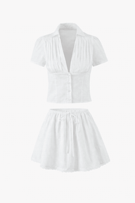 Delia Diepe Hals Kawaii Mini Rok Set