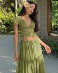 Morrigan Lace Chiffon Top & Skirt Set