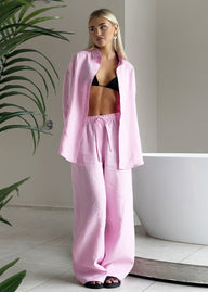 Ensemble lounge Katie en coton avec chemise boutonnée et pantalon large