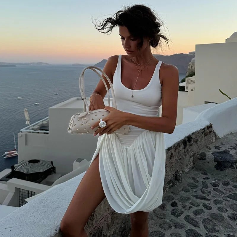 SOERA Jennifer Sleeveless Draped Mini Dress - Mini Dresses - 1005009485132628-;yC1772045930956365005 White M