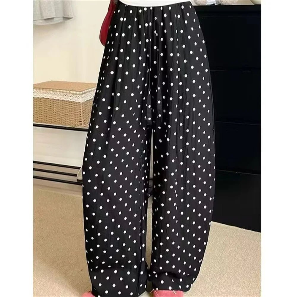 SOERA Elizabeth Polka Dot Wide Leg Linen Pants - Pants - 1005009521697370-;jF1774621567944623059 Black S