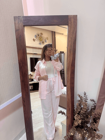 SOERA Ivanna Loose Blouse Wide Leg Pants Set - Set - 1005009372846691-;uV1776065671141400199 Pink L