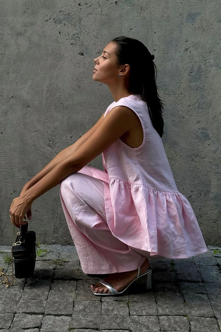 SOERA Sydney Ruffled Vest & Pants Set - Set - 1005008498710435-;KR1776125342950421820 Pink S