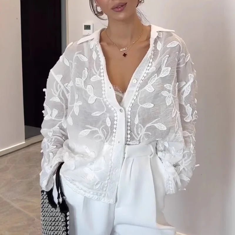 SOERA Tina Long Sleeve Embroidered Blouse - Shirts - 1005009548311091-;Ob1775670887781422324 XL