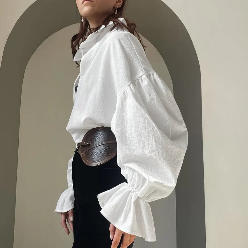 SOERA Vivian V - Neck Puff Long Sleeve Blouse - Shirts - 1005011795904064-;ae1776154513968542357 M