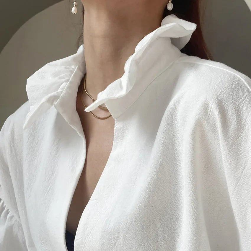 SOERA Vivian V - Neck Puff Long Sleeve Blouse - Shirts - 1005011795904064-;ae1776154513968542357 M