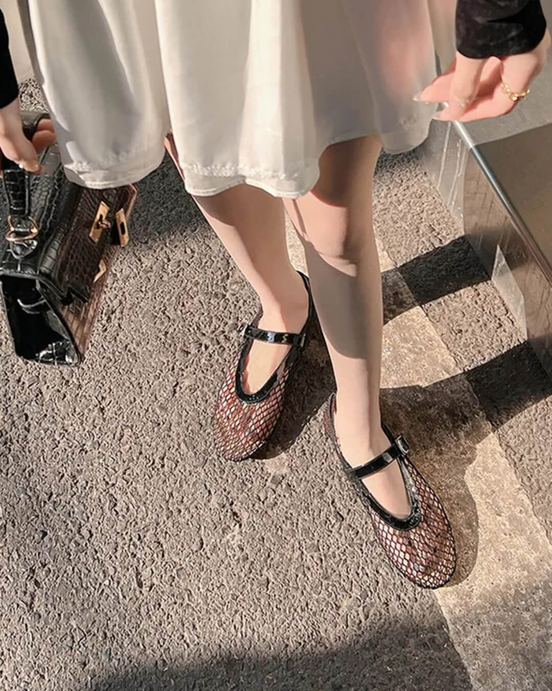 SOERA Bianca Buckled Mesh Ballet Flats - Shoes -  Black 38