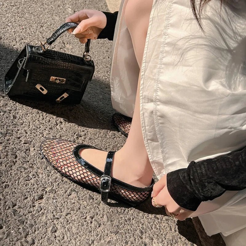 SOERA Bianca Buckled Mesh Ballet Flats - Shoes -  Red 36