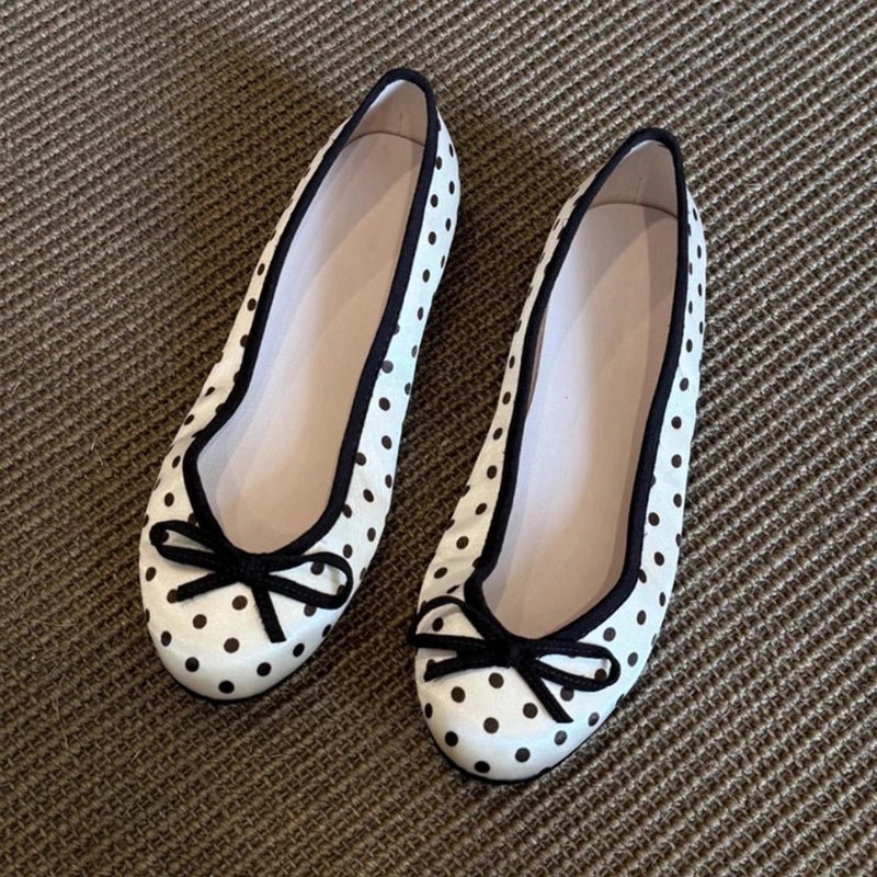 SOERA Georgette Polka Dot Ballet Flats - Shoes -  Brown 35
