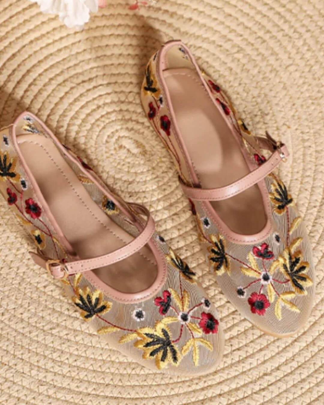 SOERA Leah Embroidered Ballet Flats - Shoes - 1005009264990682-;DK1769140528527588662 Apricot 39