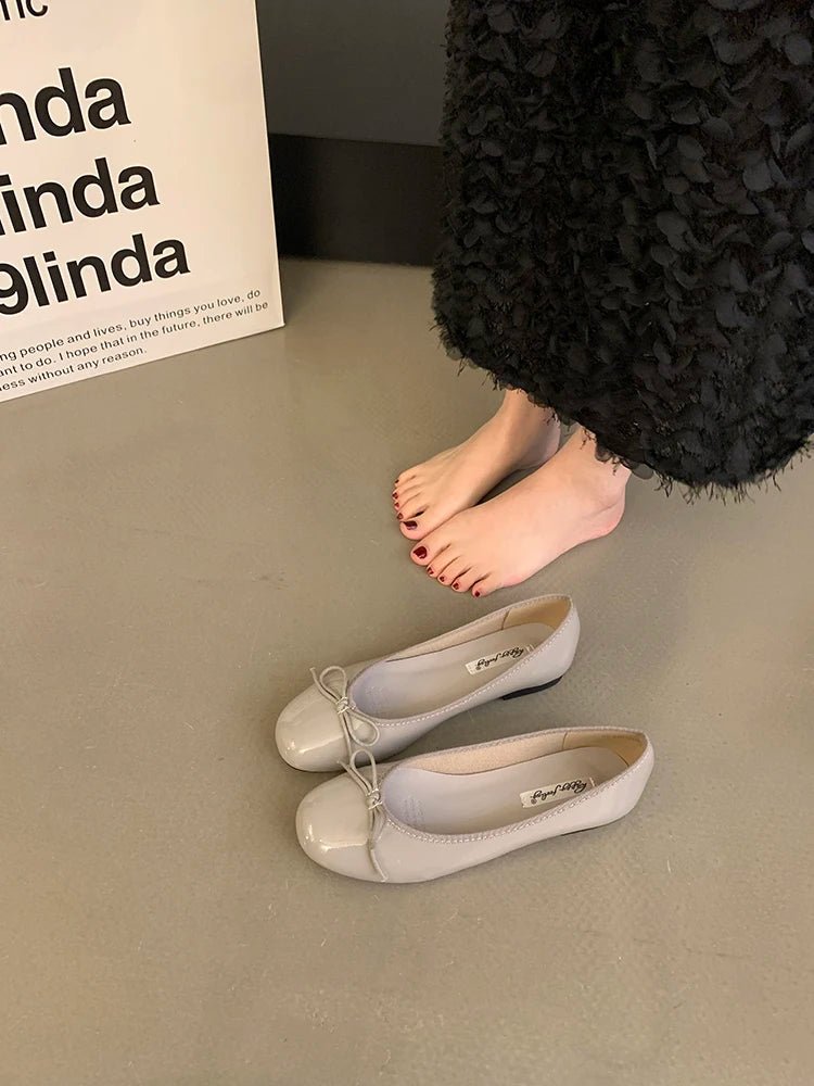 SOERA Suzette Bowtie Ballet Flats - Shoes - 1005009985131753-;DU1763832190017186003 Gray 35