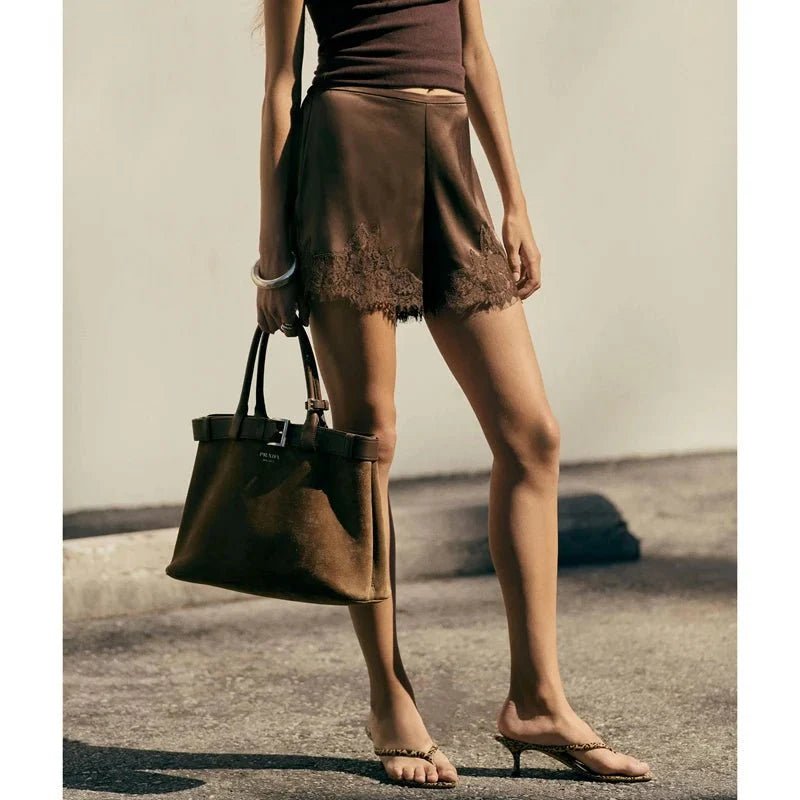 SOERA Fiora Satin Shorts - Shorts -  Beige S