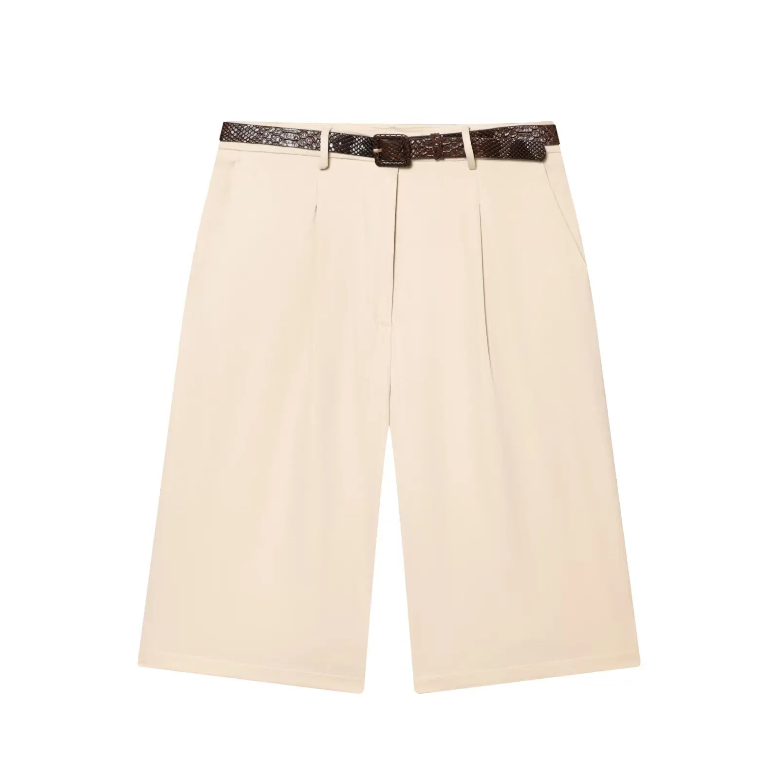 SOERA Florentine High Waist Bermuda Shorts with Belt - Shorts -  Beige XS