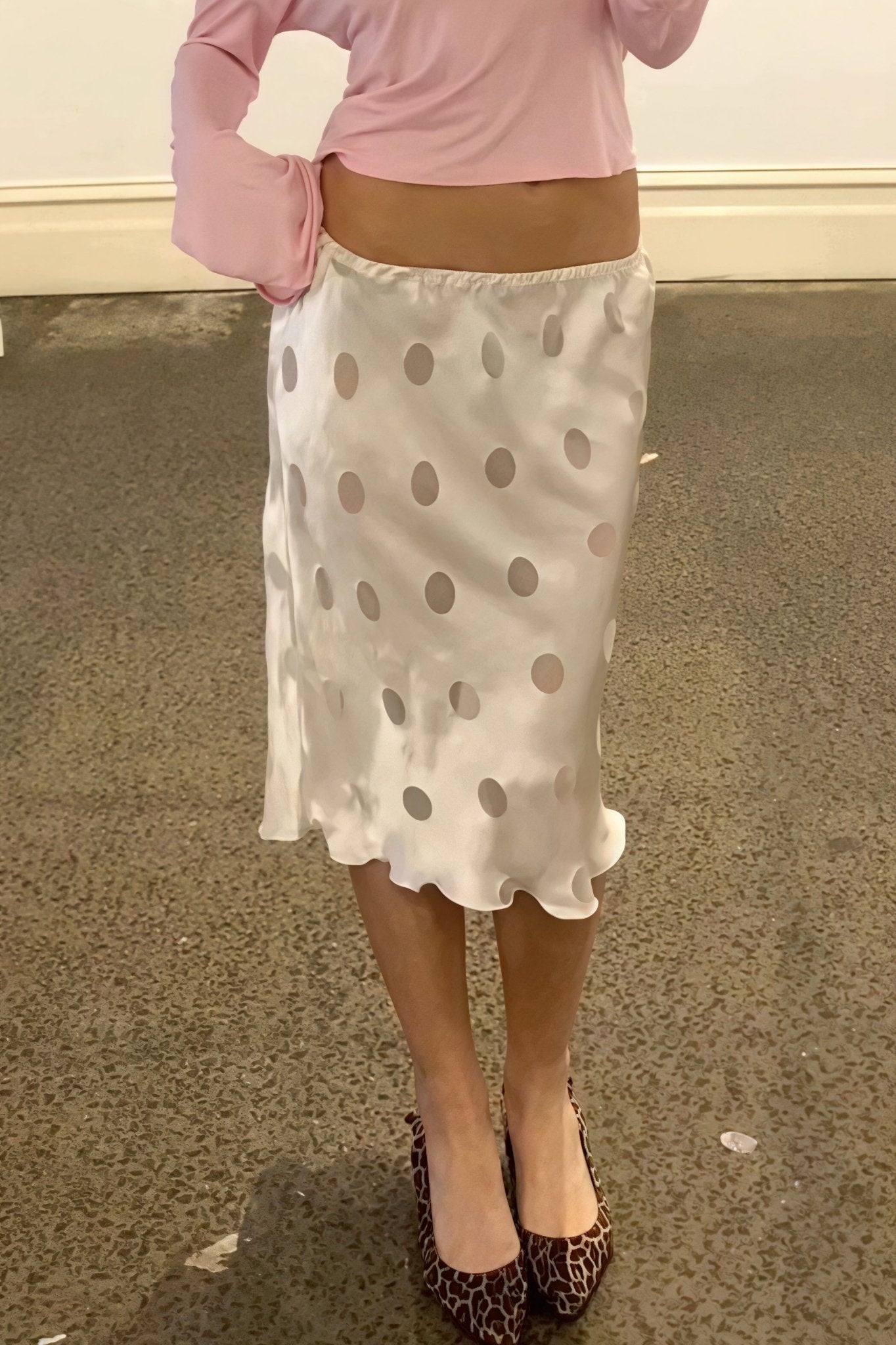 SOERA Aislinne Polka Dot Sheer Skirt - Skirt - SOERA-377091-BEI-S-50147 Beige S