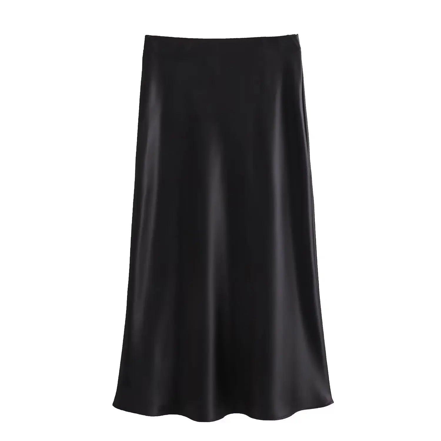 SOERA Anais High Waist Black Satin Midi Skirt - Skirt -  Beige XS