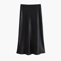 Anais high-waist satijnen midi-rok in zwart