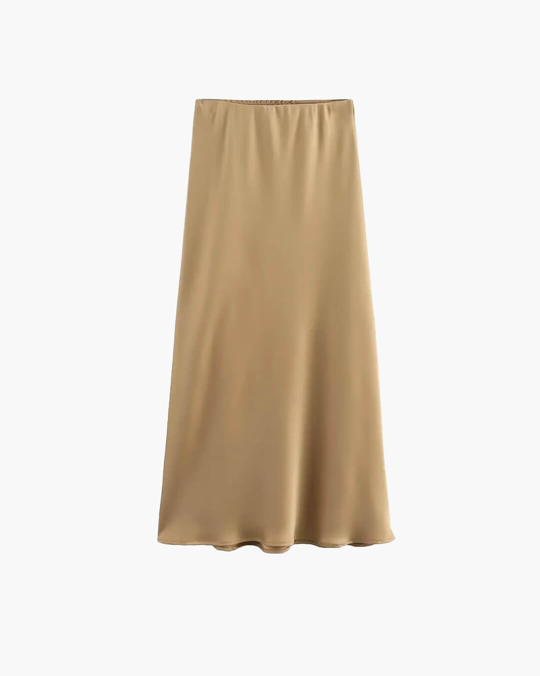 SOERA Anais High Waist Black Satin Midi Skirt - Skirt -  Light Brown XS