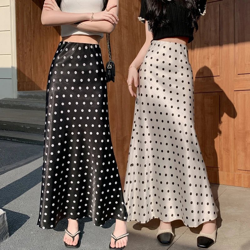 SOERA Bianca Polka Dot Mermaid Midi Skirt - Skirt -  White XS