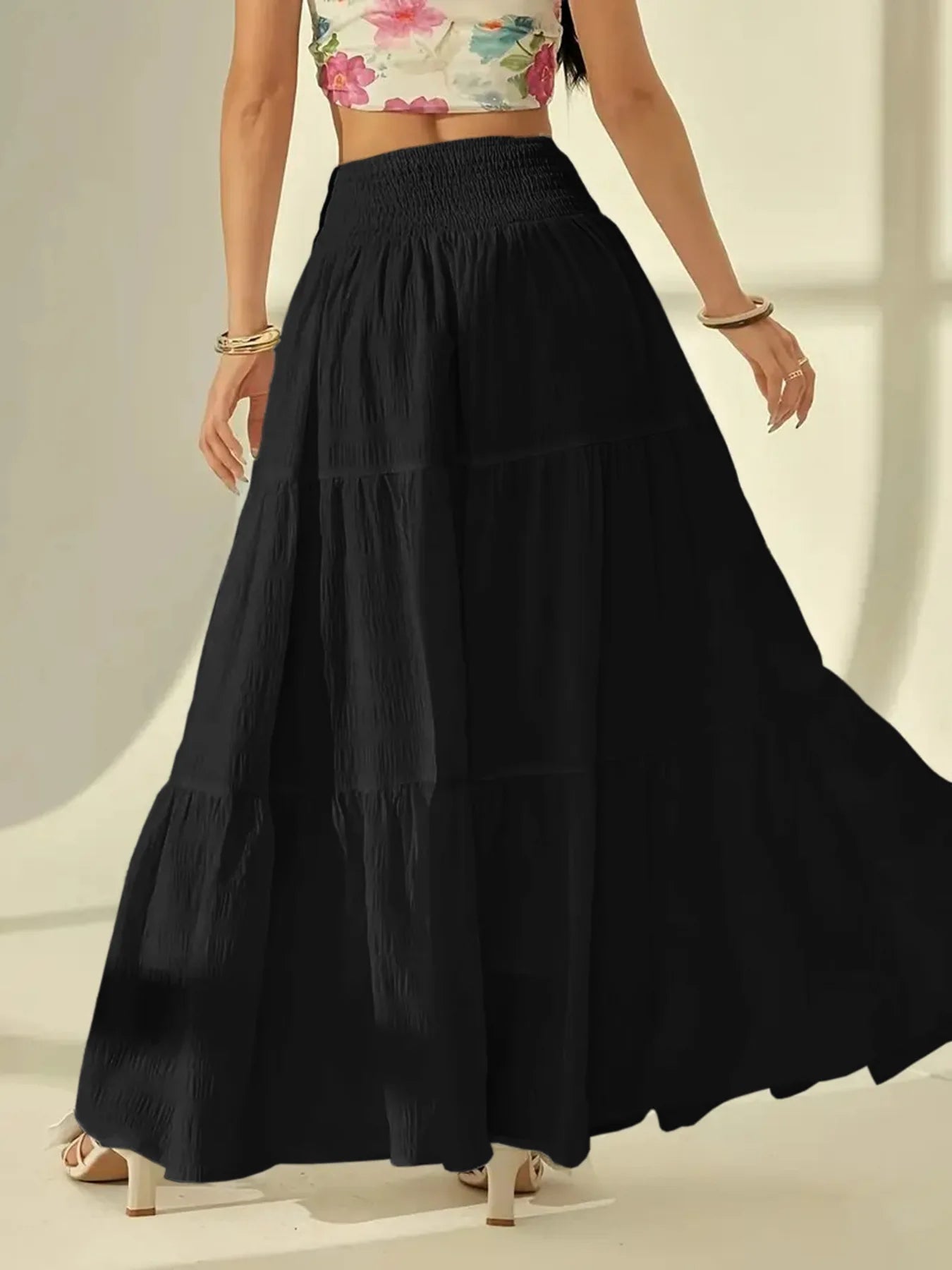 SOERA Celeste Layered Maxi Skirt - Skirt -  Black 0XL