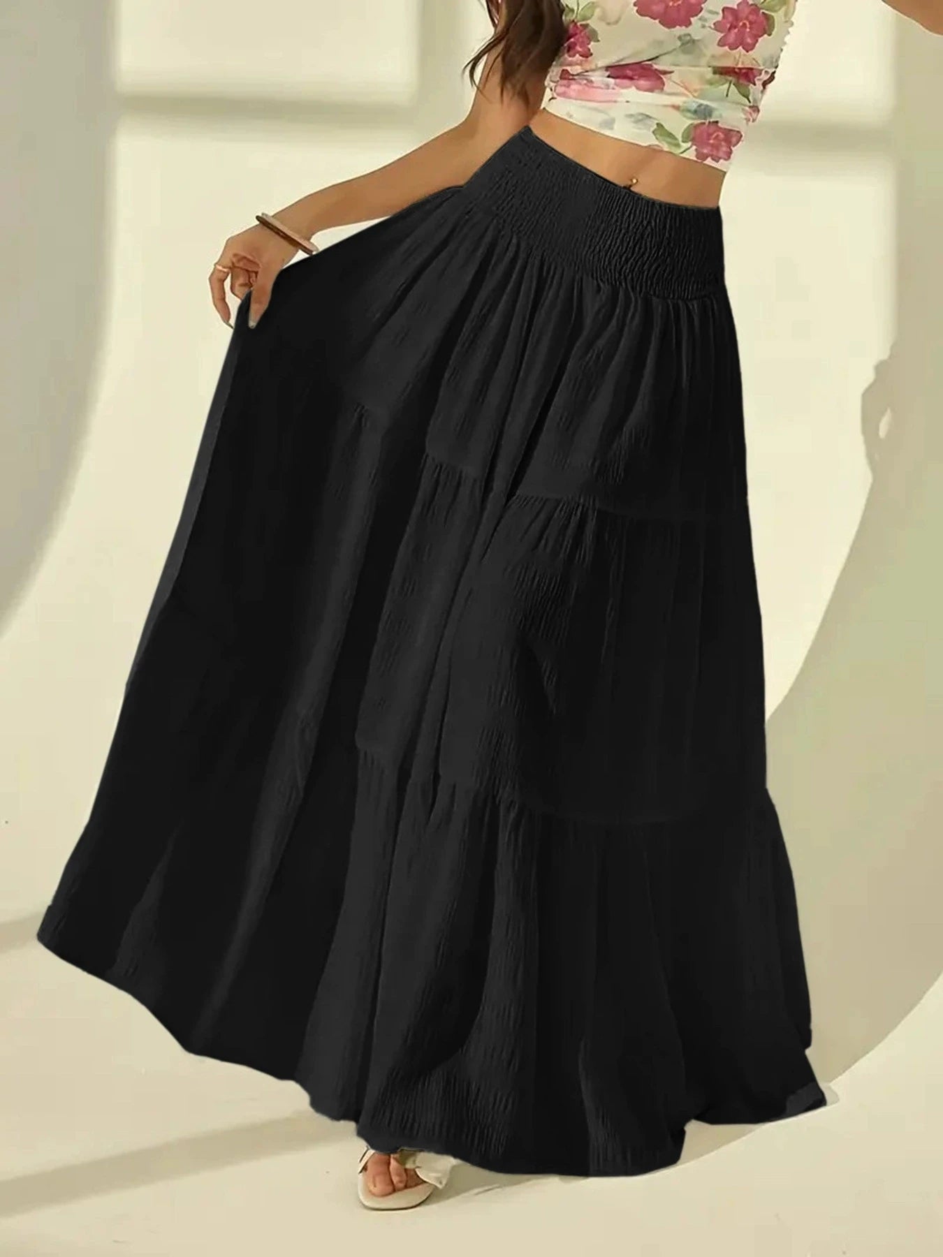 SOERA Celeste Layered Maxi Skirt - Skirt -  Black 1XL