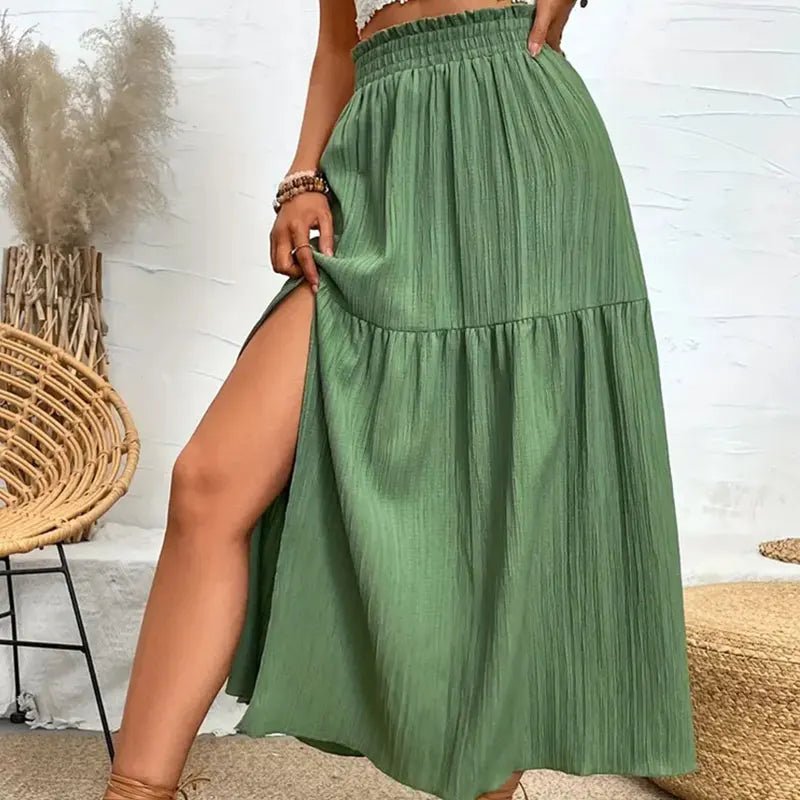 SOERA Maia Bohemian Midi Ruffle Skirt - Skirt -  Olive M