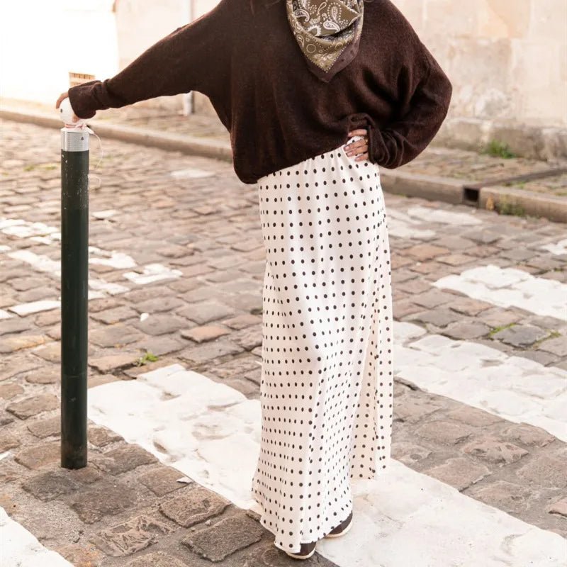 SOERA Beatrice Polka Dot Satin Maxi Skirt - Skirts -  Coffee S