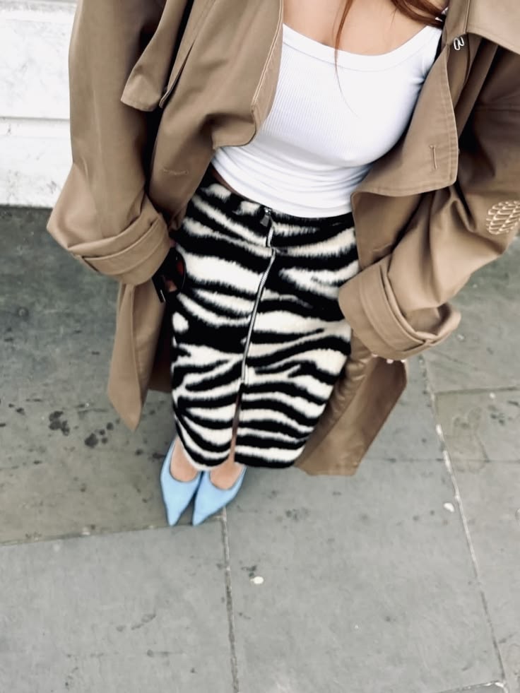 SOERA Elise Zebra Print Zip-Front Midi Skirt - Skirts - SOERA-581251-ZEB-L-19491 L