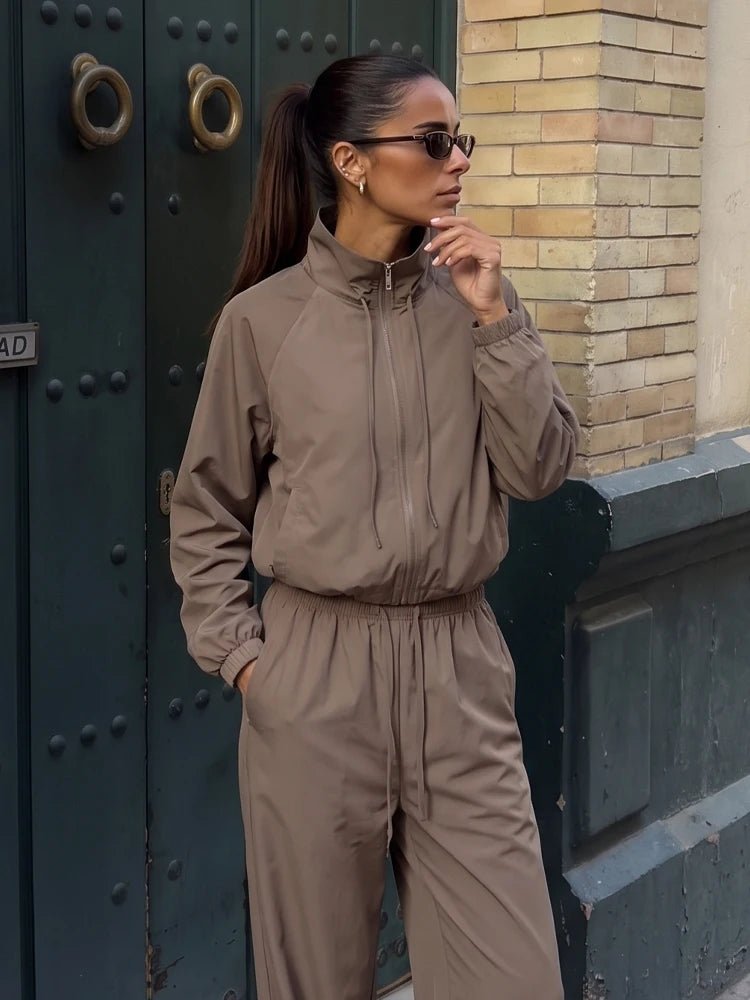 SOERA Amy Sport Suit Jacket & Wide Leg Pants - Suit - SOERA-625667-BRO-M-12739 Jacket M