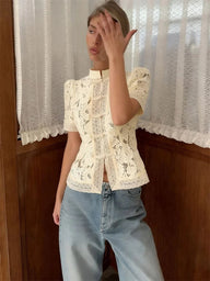 Brielle kanten patchworkcardigan