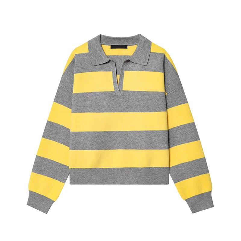 SOERA Elena Striped Polo Neck Sweater - Sweaters & Cardigans -  Yellow S