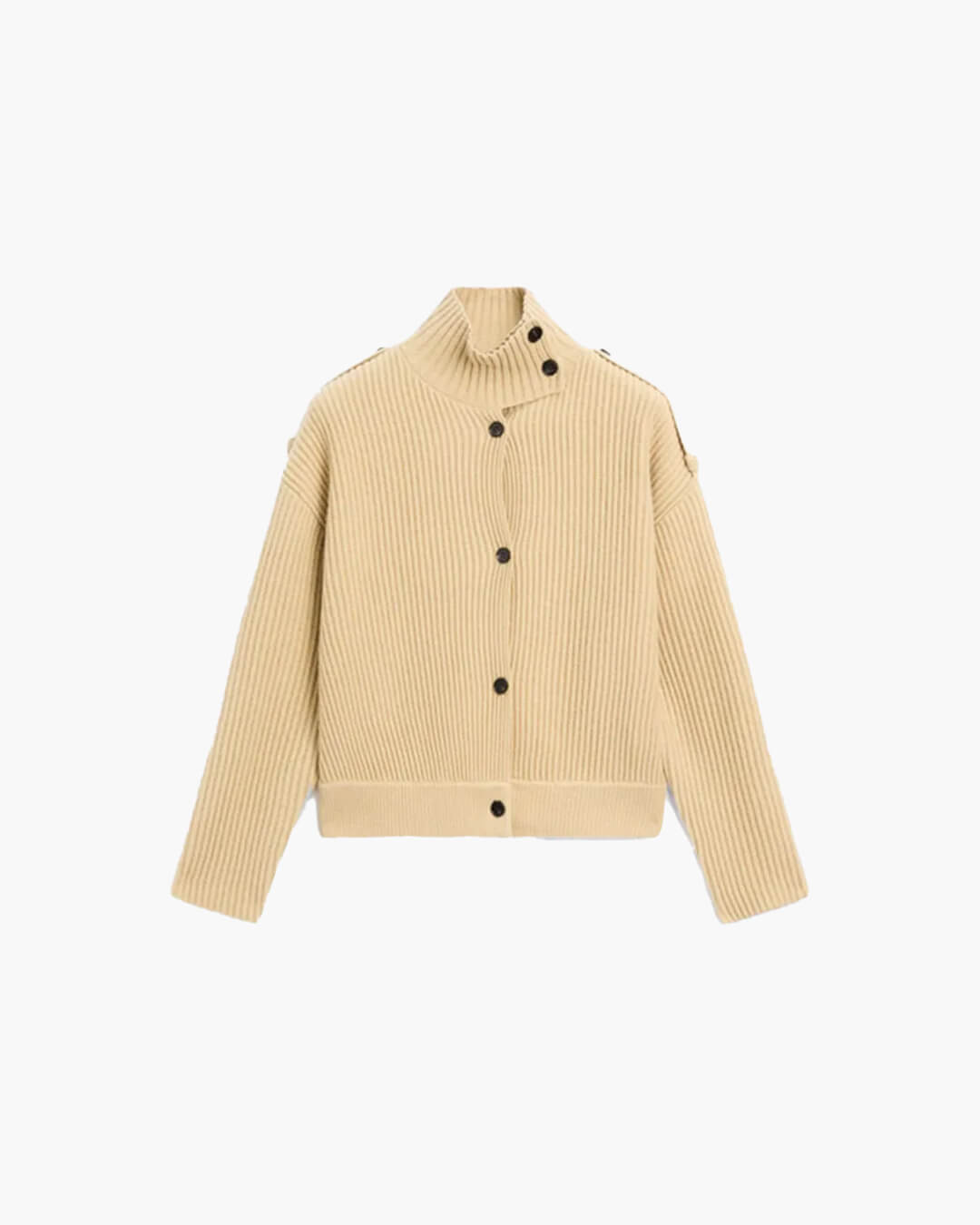 SOERA Sandra Stand Collar Knitted Cardigan - Sweaters & Cardigans - zr1764875723419033590 Beige S